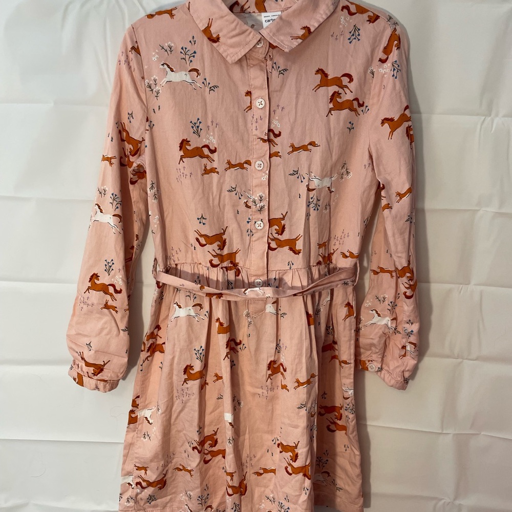 Carters pink horse dress. Half button down. Size 7.